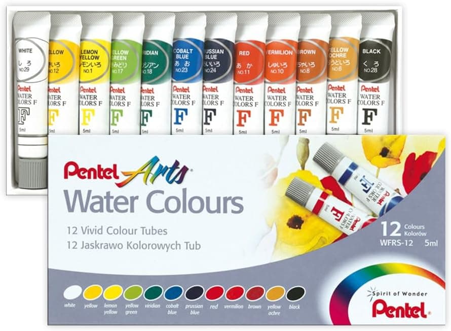 Aquarela Wfrs à Base de Água Pentel Arts 12 Cores