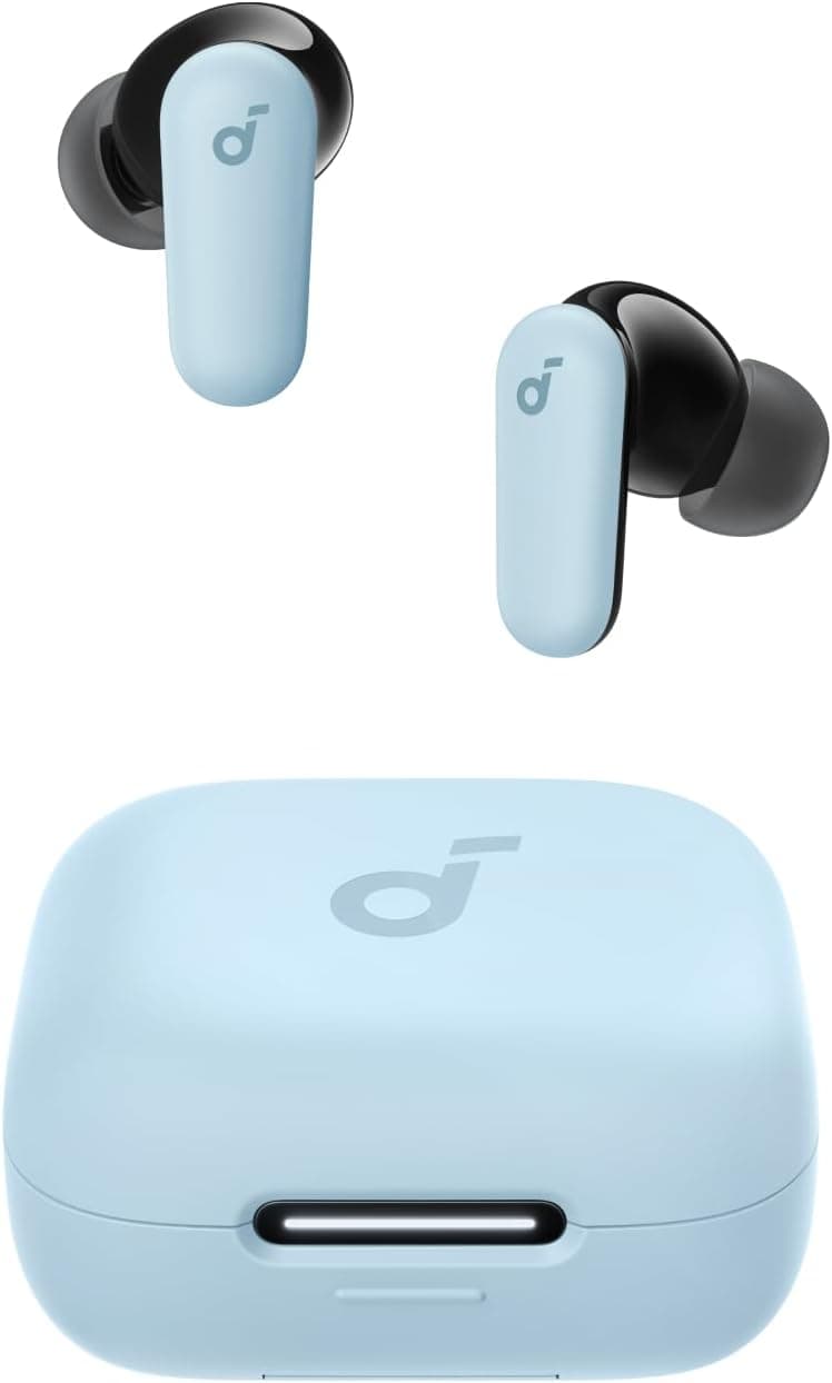 soundcore P30i da Anker, Fone de Ouvido Bluetooth 5.4 com Cancelamento de Ruído Adaptativo, Graves Poderosos, 45H de Reprodução, Estojo 2-em-1 com Suporte para Celular, IP54, Fone sem fio TWS, Azul